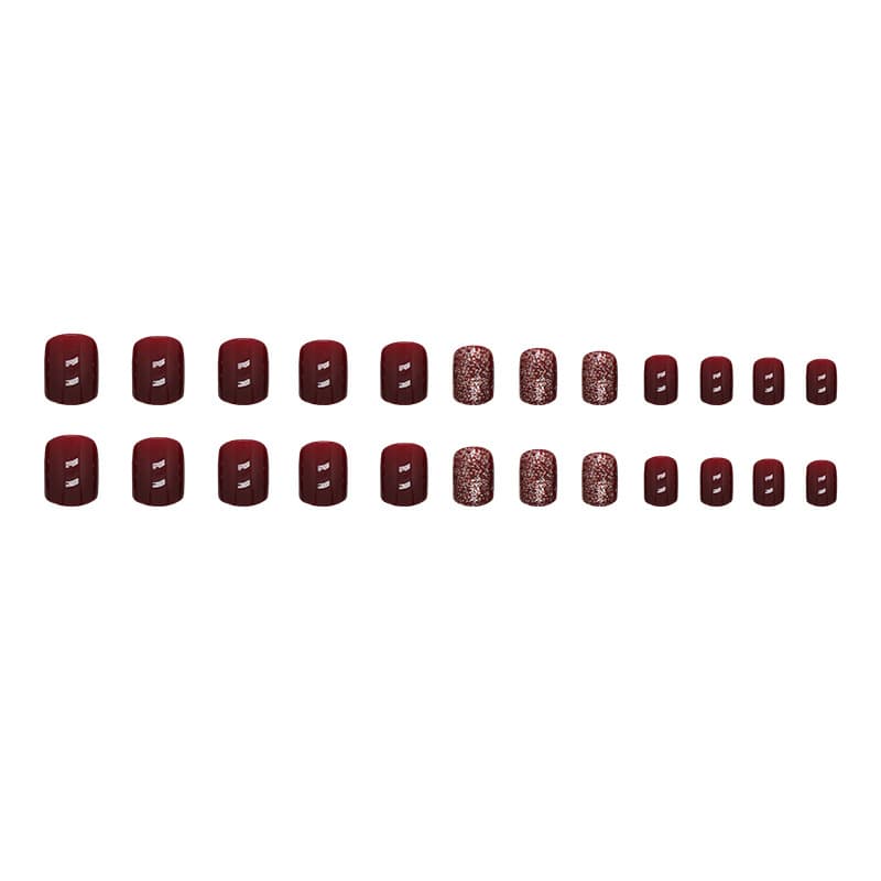 Burgundy Glitter Toe Press-On Nails by Winails