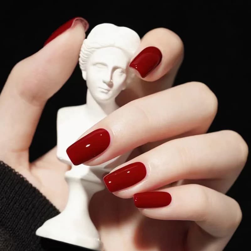 Wine Red Square Classic Press-On Nails by Winails