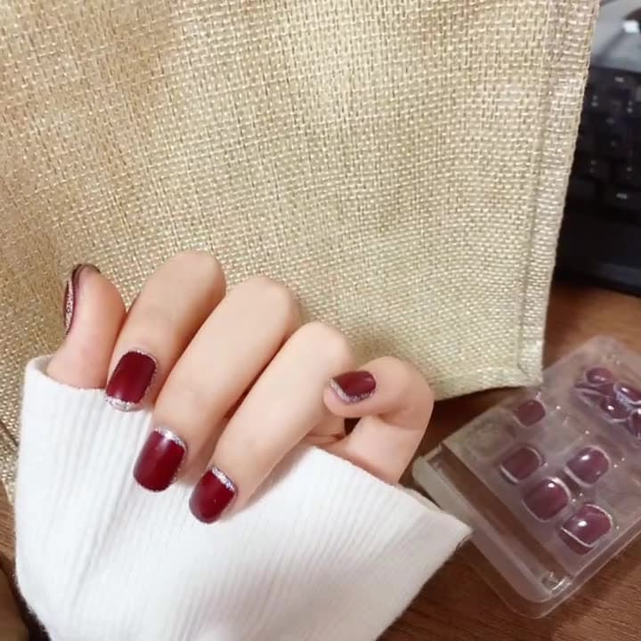 Wine Shimmer Square Press-On Nails by Winails
