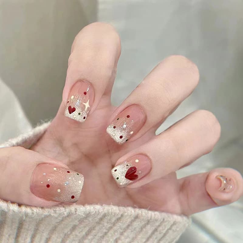 Scarlet Heart Confetti Classic Press-On Nails by Winails